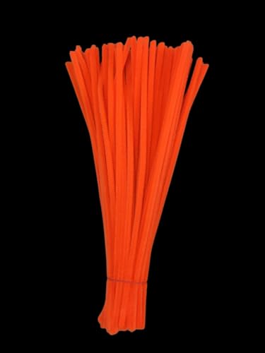 Image of 100Pcs Pipe Cleaners Craft Set | Chenille Stem Fuzzy Sticks DIY Craft Supplies for Art Projects Activities, Decorations, Flower Making, Modeling & Sculpting (Neon Orange)