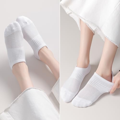 Thick No Show Socks for Women Athletic Low Cut No Show Socks Cushioned Running Socks Non Slip Invisible Liner 4/8 Pack4