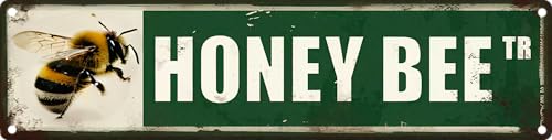 FWBOYSV Vintage Tin Honey Bee Sign Retro Metal Sign Suitable For Home Farm Garden - Multi-Purpose Metal Sign For Indoor/Outdoor Use Plaque 4x16 Inch