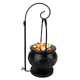 Sileduove Caldero de brujas para decoración de Halloween al aire libre, caldero de bruja grande con soporte para caramelos y decoración de fiesta, hecho de plástico para truco