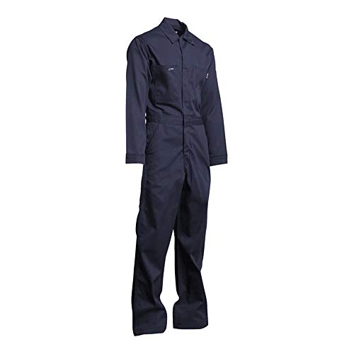 LAPCO CVIN9NY-LG-REG Heavy Duty Flame Resistant Contractor Coverall, Navy, Large, Regular