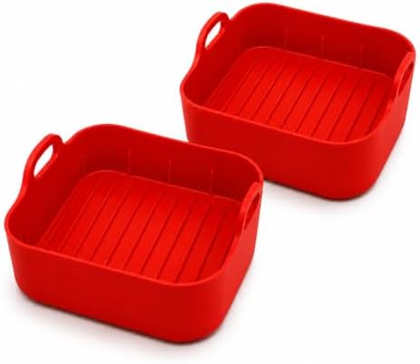 Kit com duas formas de Silicone para Air Fryer Quadrada Reutilizá...