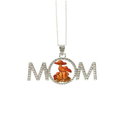 Collier champignon orange pendentif illustré pour exprimer votre amour infini