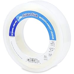 Triple Fish Monofilament Fishing Leader - Clear, Camo Strong Tough Leader Material for Big Game Fishing, Up to 400lb Test