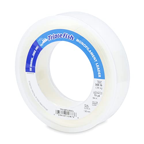 Image of Triple Fish Monofilament Fishing Leader - Clear, Camo Strong Tough Leader Material for Big Game Fishing, Up to 400lb Test