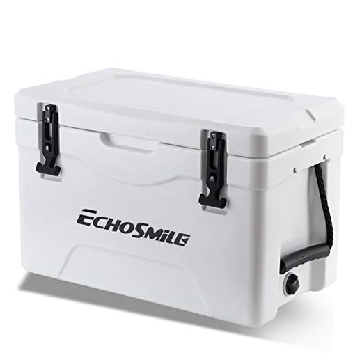 EchoSmile 30 Quart Rotomolded Cooler, Portable Ice Chest Cooler with Durable Handles, Keep Ice Up to 5days, White Ice Cooler Suit for Camping, Travelling, Fishing (36-Can Capacity)