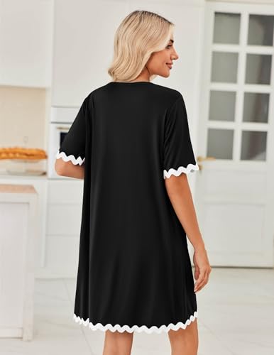 Ekouaer Women Zip Up Robe Lightweight Housecoats with Pockets Knee Length Short Bathrobes Soft Nightgown S-3XL2