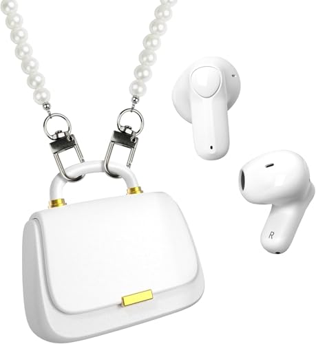 ANCwear Bluetooth 5.3 Earbuds, True Wireless in-Ear Headphones with 13mm Drivers, Premium Sound, 22H Playtime, Mini Handbag Charging Case (White/Pearl)