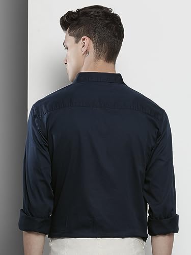 Image of The Indian Garage Co Men Regular Fit Solid Full Sleeves Spread Collar Formal Shirt