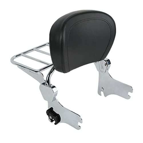Green-L Chrome Detachable Sissy Bar Backrest Pad With Luggage Rack Fit For Harley Road King 1997-2008 #TOP29