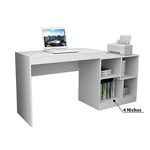 Escrivaninha em L Moove 2 Tampos e 4 Nichos - Branco
