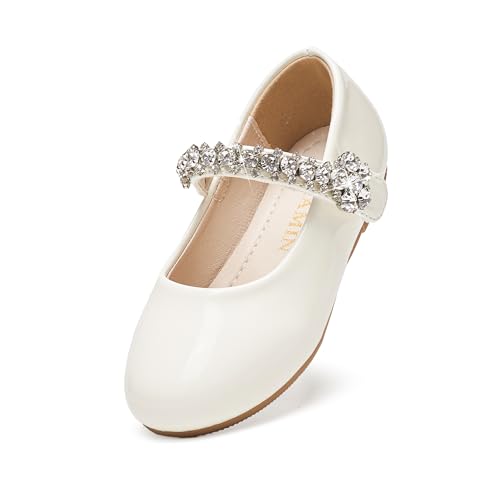 Image of PHIRAMIN Toddler Flower Girl Glitter Dress Shoes Little Girl Ballet Flats Bow Wedding Party