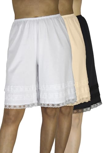 Underworks Cotton Knit Snip-A-Length Pettipants Culotte Slip Bloomers Split Skirt