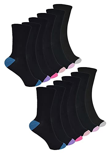 Sock Snob 12 Paires Femme Chaussettes Bambou en Noires Chaussettes Respirantes avec Orteils et Talon (37-42, Pack 1) Cover