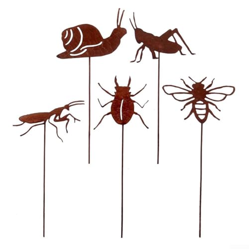 Lot de 5 piquets décoratifs en métal rustique pour balcon et jardin