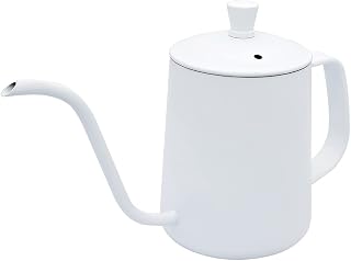Dianoo Pour Over Coffee Pot, 350 ml, exquisito acero inoxidable goteo sobre cafetera con boquilla larga y estrecha, jarra de café de cuello de cisne para oficina en casa, color blanco