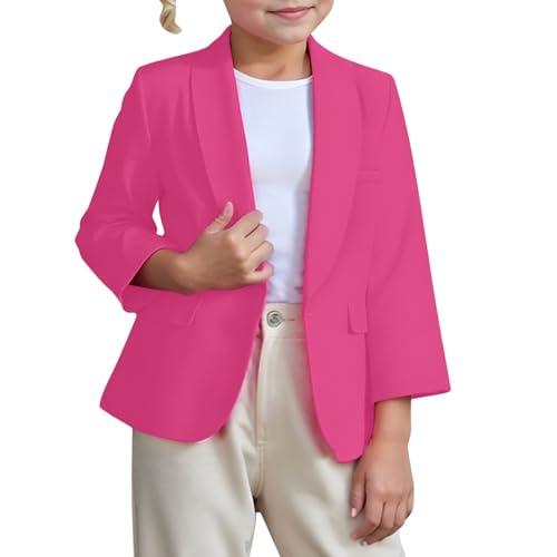 Veste de costume fille rose uni coupe décontractée 5-6 ans