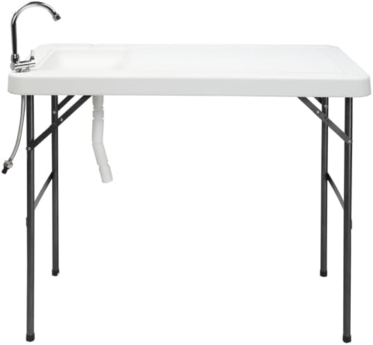 Folding Portable Fish Fillet & Hunting & Cutting Table with Sink Faucet (114.5 * 59 * 94.5cm)