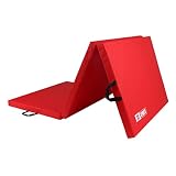 CalmaDragon 85621, Colchoneta Gimnasia, Espuma PU, Impermeable, Alfombra de Protección en 3 Paneles Plegables, Resistente, Antideslizante, Compacta, Ligera, para Yoga, Pilates (Rojo, 180x80x5cm)