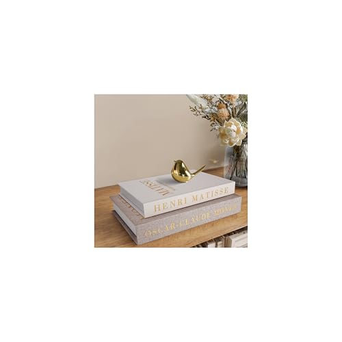 RolenBox Decorative Books,Coffee Table Decor with Linen Coffee Table White Books Stack Bookshelf Home Decor, Fake Book Double as Libros Decorativos and Photo Storage