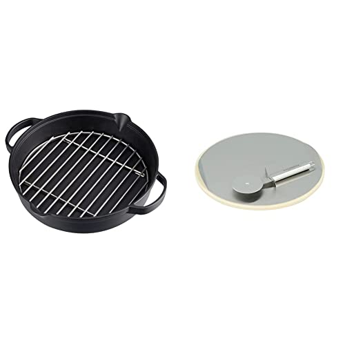 CAMPINGAZ Poêle en Fonte avec Grille en Acier Inoxydable, poêle Large et Ronde pour Barbecue, Ø 31,6 cm & Culinary Modular 2000014582 Pierre à Pizza...