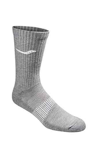 Saucony Men's Multi-Pack Mesh Ventilating Comfort Fit Performance Crew Socks, Grey (6 Pairs), Shoe Size: 8-12 #TOP3