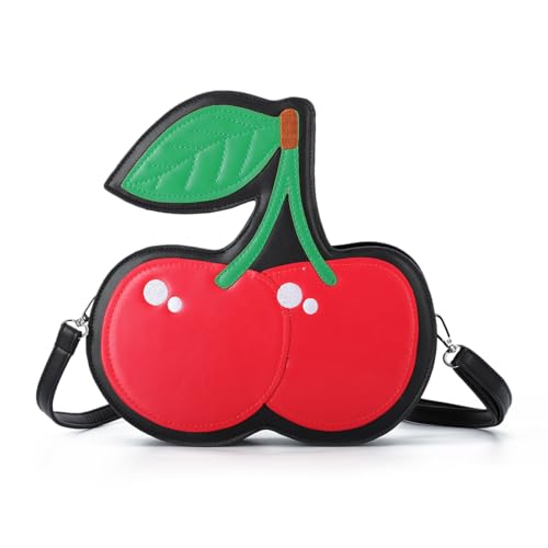 Novelty Cherry Purse for Women Fruits Cherry Handbag Lovely Crossbody Shoulder Bag