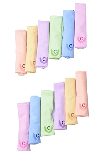 Image of ANTONIA Personalized Cotton Women's Handkerchiefs with Embroidered Initials, Assorted Colours (33 cm x 33 cm)