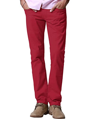 Match Mens Casual Straight Pants#8140 (2XL/36 8140 Red)