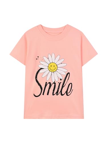Image of HILEELANG Girl T-Shirts Short Sleeve Graphic Tees Cotton Casual Summer Tops Shirts Packs