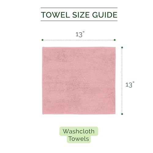 Image of Elegant Comfort 100% Turkish Cotton Corduroy Ribbed Luxury Washcloths 6 Pack Soft 13 x 13 Inch - Higly Absorbent, Durable, Quick Dry, Spa Premium Hotel Quality for Bathroom or Travel, Dusty Rose