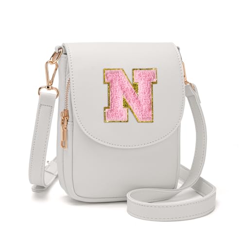 Image of Viverte Crossbody Purse for Teen Girls Small Initial Cell Phone Toddler Purse Leather Triple Compartment Crossbody Bags