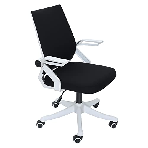 YU YUSING Chaise de Bureau Chaise de Bureau Ergonomique Accoudoirs Pliables Fonction Bascule Réglage de la Hauteur Chaise Pivotante Maille,Noir Cover