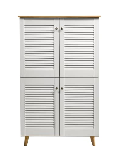 Image of DeckUp Noordin 4-Door Engineered Wood Shoe Rack (Wotan Oak & White, Matte Finish)