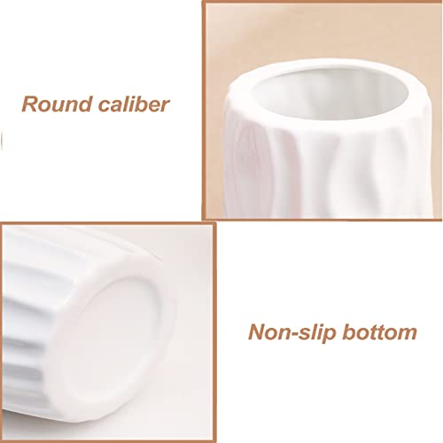 Grand vase de sol rustique en céramique blanche pour fleurs de table - 7