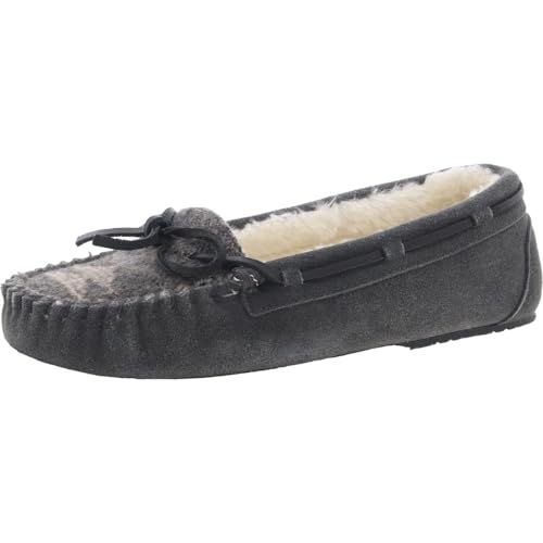 Minnetonka Lodge Trapper Womens Slipper 7 E US CharcoalAztec