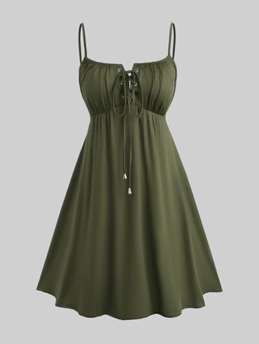 Image of ROSE GAL Rosegal Plus Size Women Sundress Set Flutter Sleeves Floral Dress and Lace-up Cami Dress