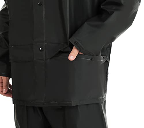 Ultra-Lite Rain Suit For Men Women Waterproof Protective Rain Coat With Pants 2 Pieces Rain Gear For Climbing,Cycling, Farming, Hiking(Black,S) #TOP4