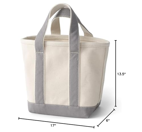 Image of Lands' End Natural Open Top Canvas Tote Natural /silver Graphite Medium Regular Handle