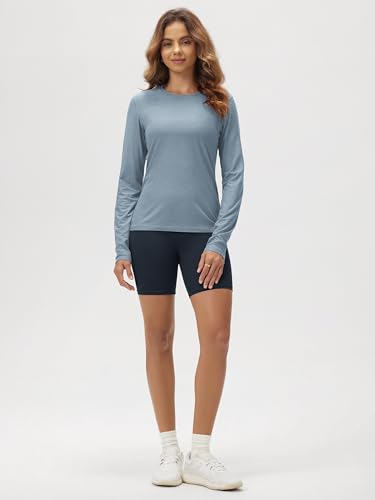 Image of ODODOS Women's Long Sleeve T-Shirt - Ultra Soft odSTRATUM Tech Performance Top UPF 50+ Breathable Crew Neck Pullover