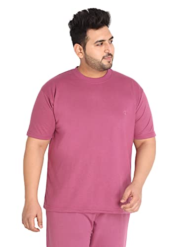 Image of CHKOKKO Men's Plus Size Terry Cotton Loose Fit Half Sleeves T-Shirt