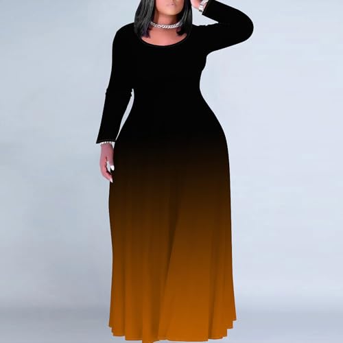 Image of PinkPatty Women's Plus Size Long Sleeve Maxi Dresses T Shirt Boho Fall Dress with Pockets