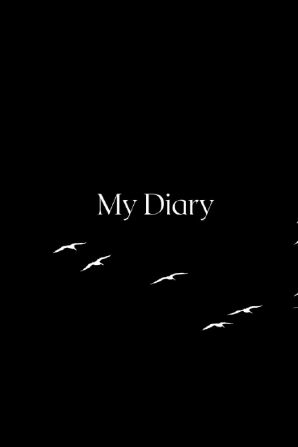 My diary: Minimalist Black and white cover with white Birds patterns- Blank Lined pages - White pages - 6"x9" - 109 Pages