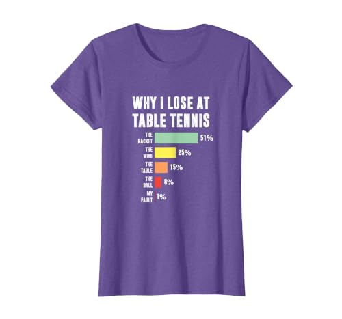 Why I Lose At Table Tennis, Funny Table Tennis Player T-Shirt, Women, Purple Heather, X-Small