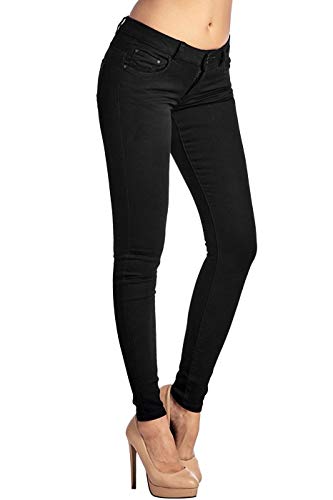 2Luv Women's Stretchy 5 Pocket Skinny Super Comfy Uniform Pants Back To School Junior Clothing Apparel Black 3 #TOP1