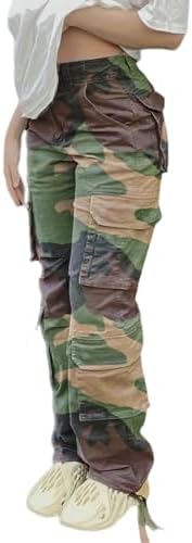 Viatabuna High Waisted Cargo Pants for Women Baggy Y2k Straight Wide Leg Pants with Pockets Streetwear