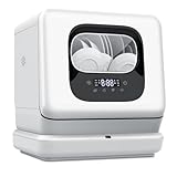 Joy Pebble Countertop Dishwasher, 28 Pieces Dishes/Cycle, 6 Wash Programs&Hot Drying, with 1.9 Gal Water Tank, No Hookup Needed, Dish Washer with 360° Dual Spray, Portable Dishwasher for Apartment/RV