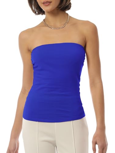 Image of MixMatchy Women's Stretchy Strapless Tube Top Y2K Bandeau Top