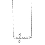14k White Gold Twisted Sideways Cross Religious 17 Inch Chain Necklace Pendant Charm Fine Jewelry...