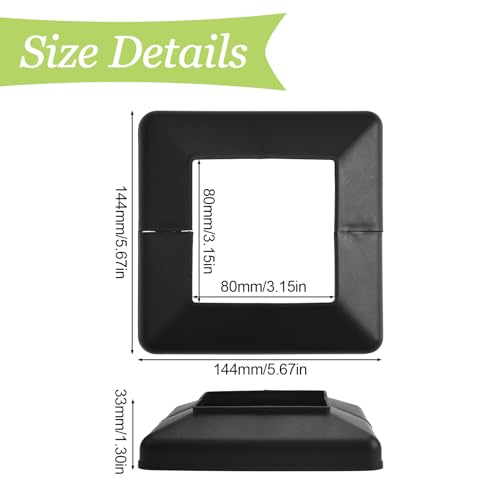 Miniatura 2 de Ufurmate 4 Placas De Cubierta Para Postes De 80 X 80 Mm, En Plástico, Color Negro